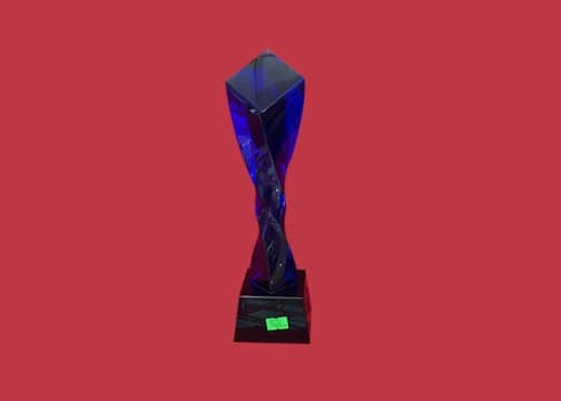 Blue Octagon Crystal Trophy