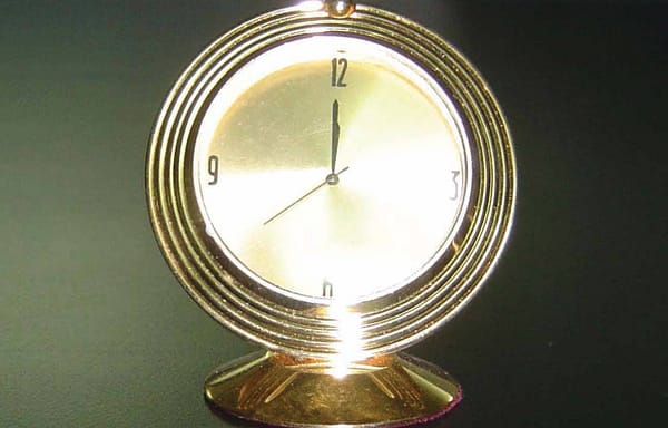 Round Brass Desktop Clock