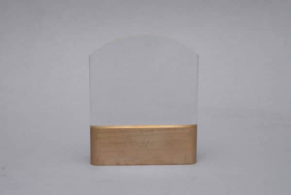 Choose the Acrylic Arch Award to Recognize Your Top Performers that Features a Wooden Base and Laser Etching