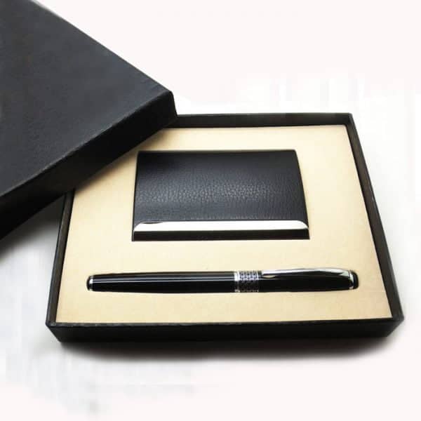 2 in 1 Premium Corporate Gift Set with Metal Pen and Card Holder with Printing Facility